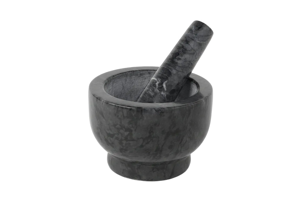 Luxury Himalayan Black Marble Mortar and Pestle 17x10 cm (3.75kg) – Heavy Duty Spice & Herb Grinder