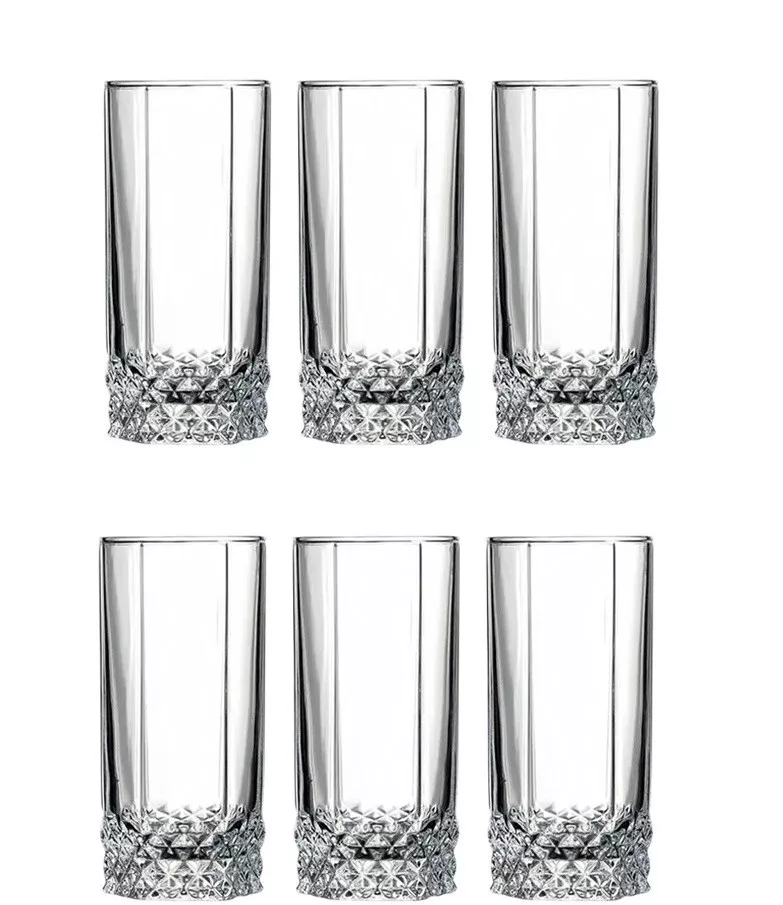 New Heavy Wt 6 crystAL CUT TUMBLERS GLASSES, 330ML, crystal BASE TALL