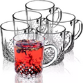 Set Of 6 DELI CRYSTAL BAS Glass Coffee Mugs Hot Drinks Mocha Tea Cup 25cl, 240ML