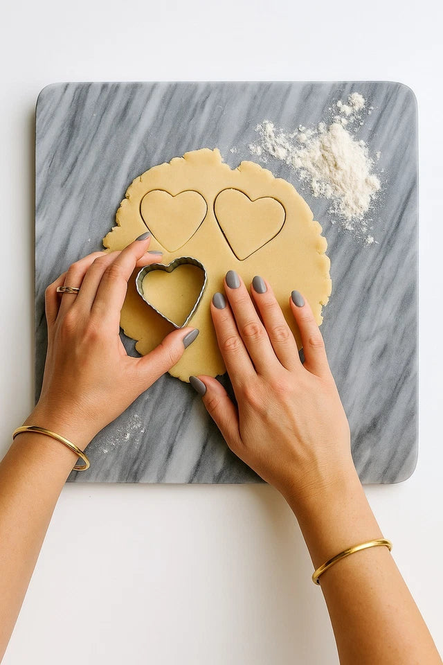 Luxury Heavy Footed Marble Pastry Board Set 38x38 cm (10 Items) with Rolling Pin