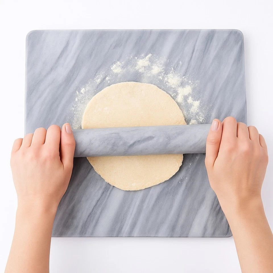 Luxury Marble Pastry Board with Rolling Pin & 2 Aprons – Extra Large Non-Stick Baking Surface Set