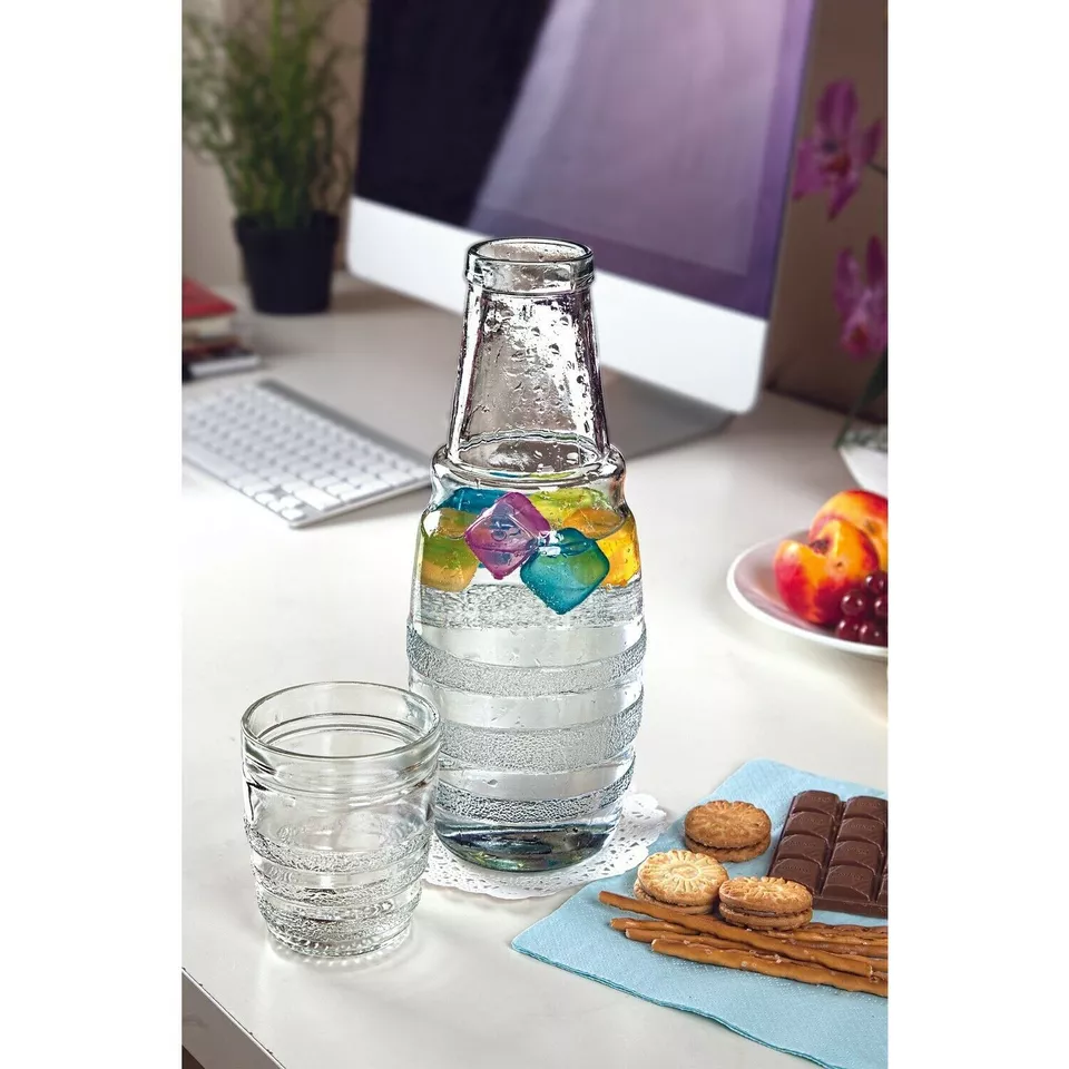 2 x Drink Set Clear Carafe Jug Pitcher Glass Tumbler 1L bottle JUG 300 mL TUMBL