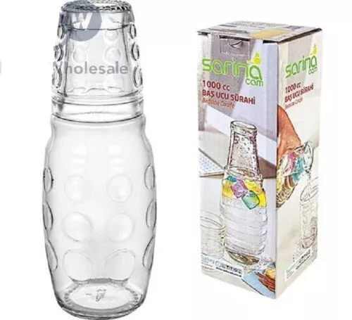 2 x Drink Set Clear Carafe Jug Pitcher Glass Tumbler 1L bottle JUG 300 mL TUMBL
