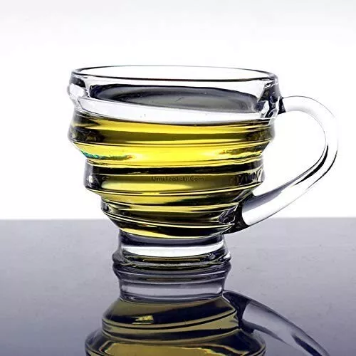 Set Of 6 deli spiral Glass Coffee Mugs Hot Drinks Mocha Tea Cup 140ML