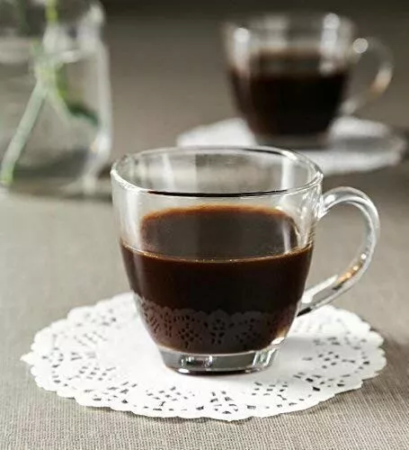 Set Of 6SQUARE RIM CLEAR Glass Coffee Mugs Hot Drinks Mocha Tea Cup 190ML
