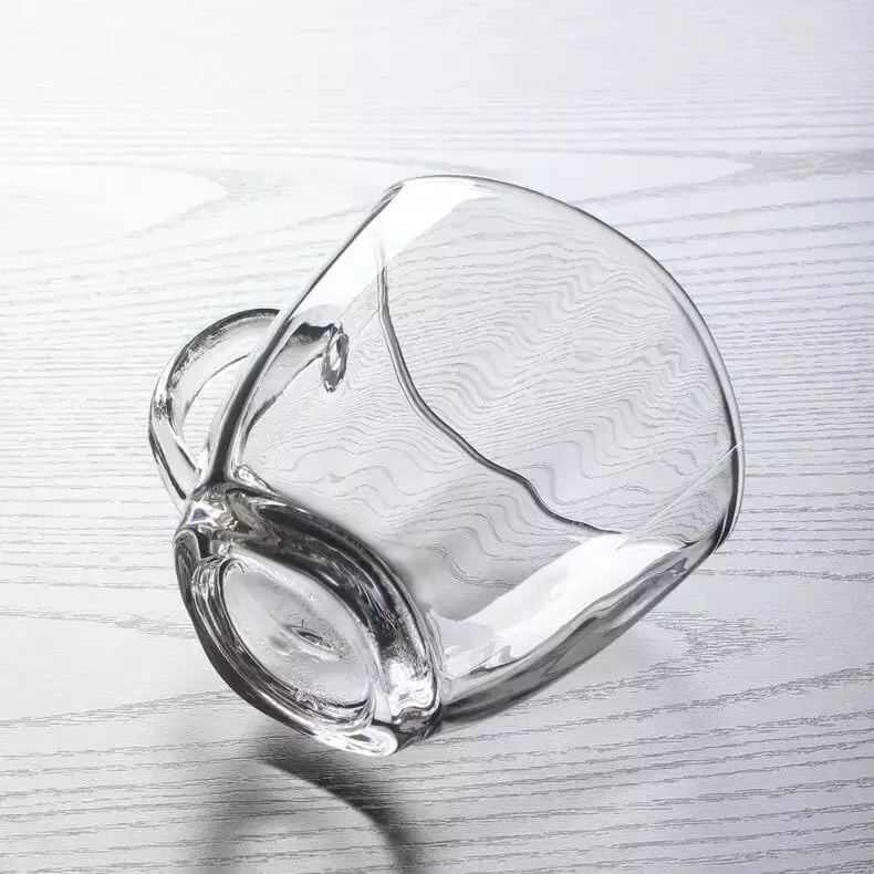 Set Of 6SQUARE RIM CLEAR Glass Coffee Mugs Hot Drinks Mocha Tea Cup 190ML