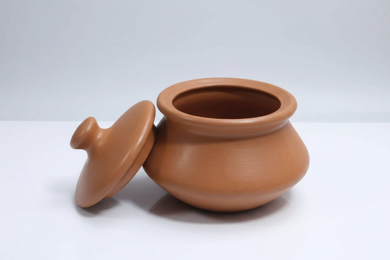 Luxury 3 X 800ML Clay Ceramic Handi Serving Pot with Lid – Premium Traditional Cookware Set