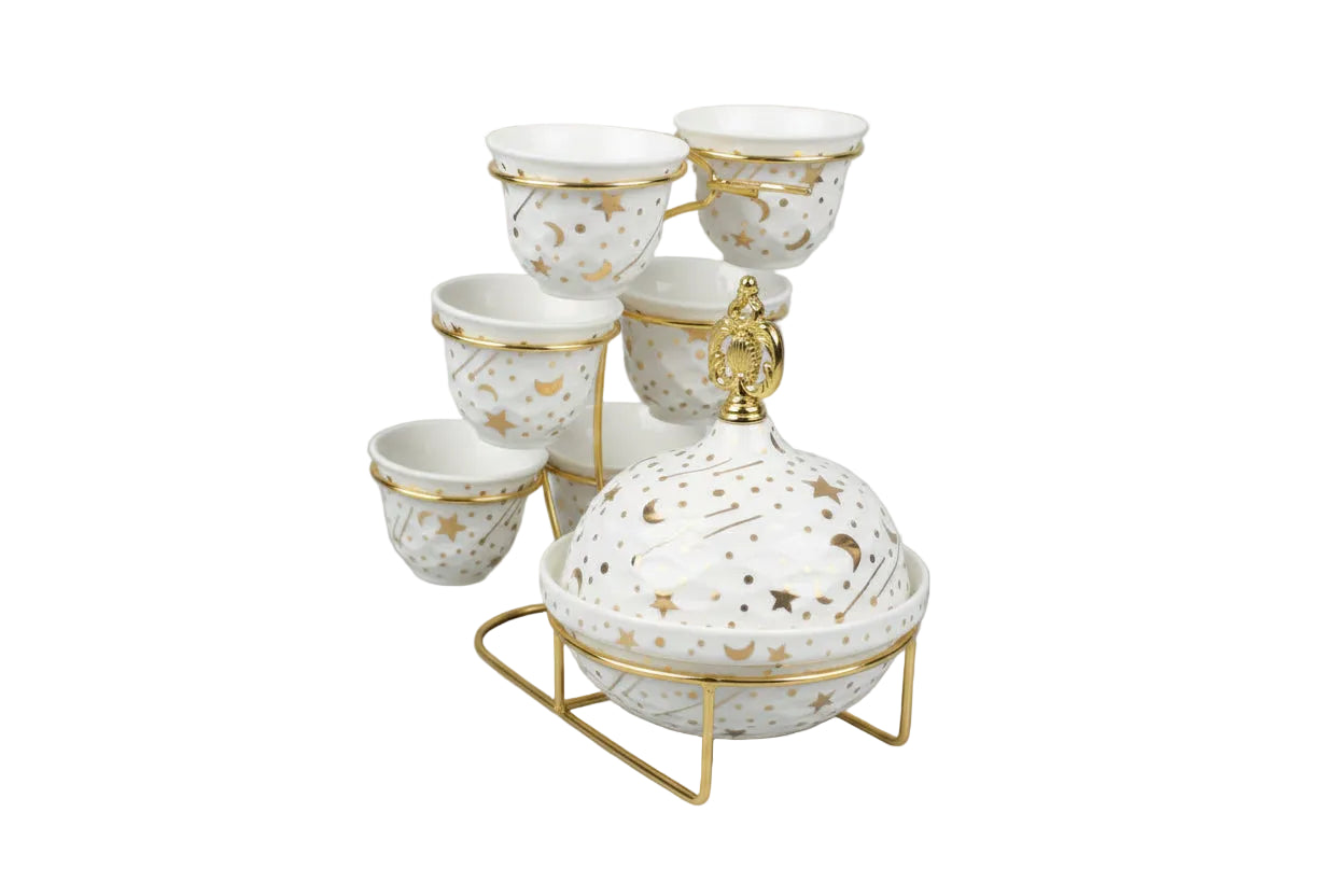 Luxury YBS Cups Mugs Set with Stand & Dry Fruit Holder – Elegant Tea & Coffee Set