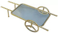 Luxury gold decorative cart tray with mirror base for fruit and dessert serving centerpiece