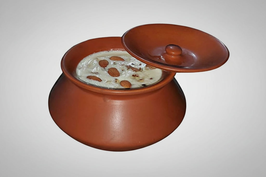 Luxury 3 X 800ML Clay Ceramic Handi Serving Pot with Lid – Premium Traditional Cookware Set
