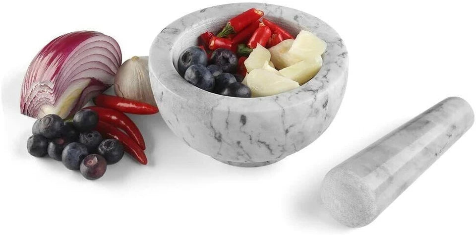Luxury Himalayan Marble Mortar and Pestle 17x10 cm (4kg) – Heavy Duty Spice Grinder & Herb Crusher