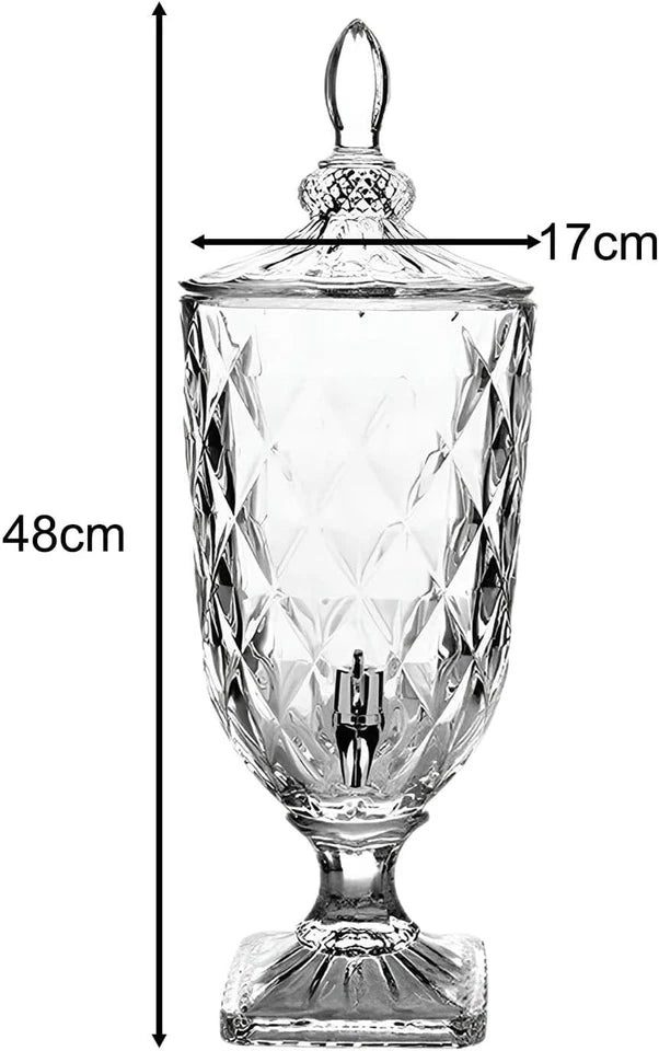 Luxury 3.5L Glass Juice Dispenser with Faucet – Lead-Free Crystal Beverage Dispenser Jug