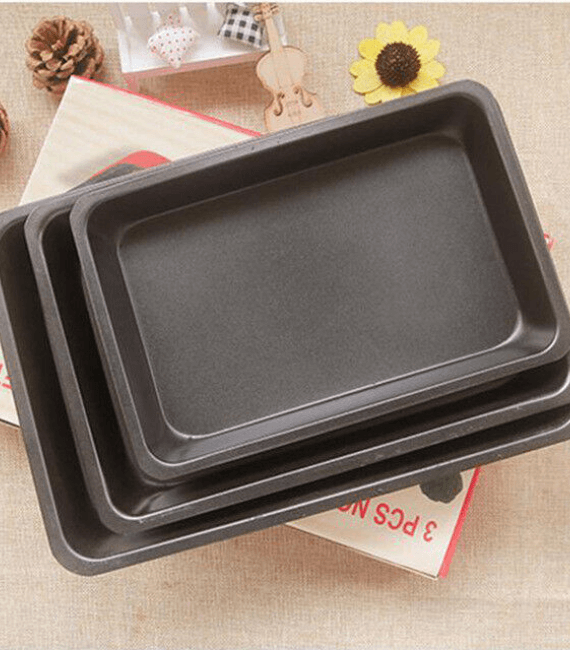 Set of 3 Deep Rectangular Oven Roasting Baking Tray, 34, 32, and 30 cm in size