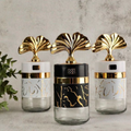 Set of 2 Marble-designed spice jars