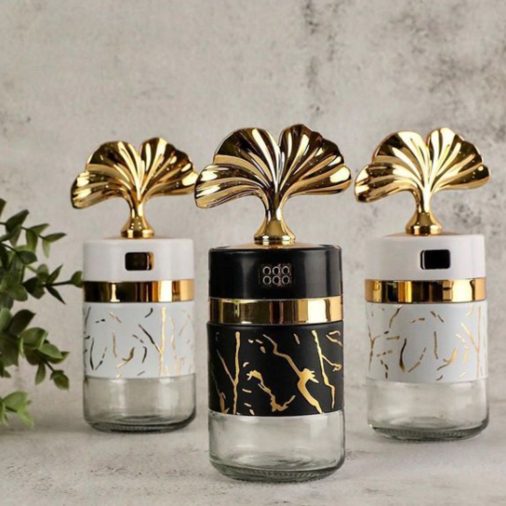 Set of 2 Marble-designed spice jars