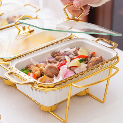 Luxury Elegant 3-Section Serving Dish with Gold Design – Premium Tableware