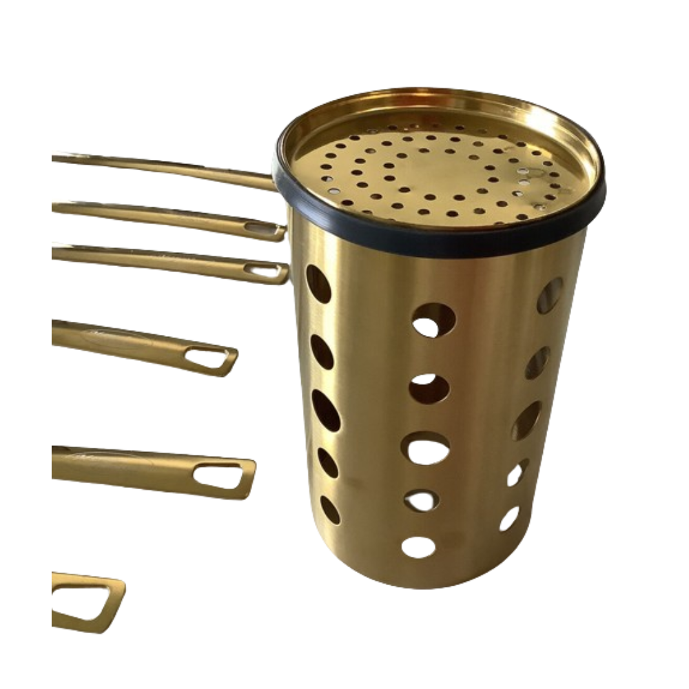 Stainless Cooking Utensil Sets, Almond Gold Colour.