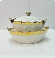 Luxury Elegant 2-Piece White Ceramic Serving Bowl Set – Premium Tableware