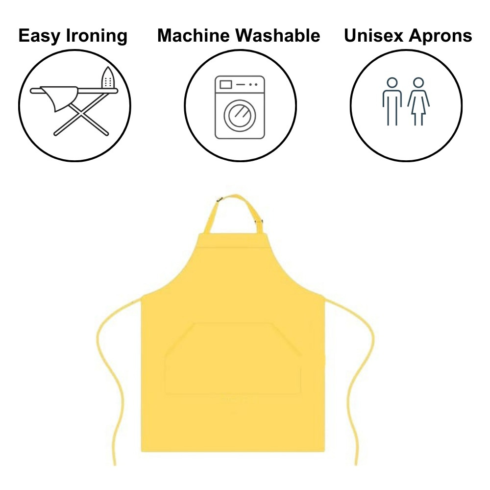 Adjustable Bib Unisex Aprons with two pockets yellow